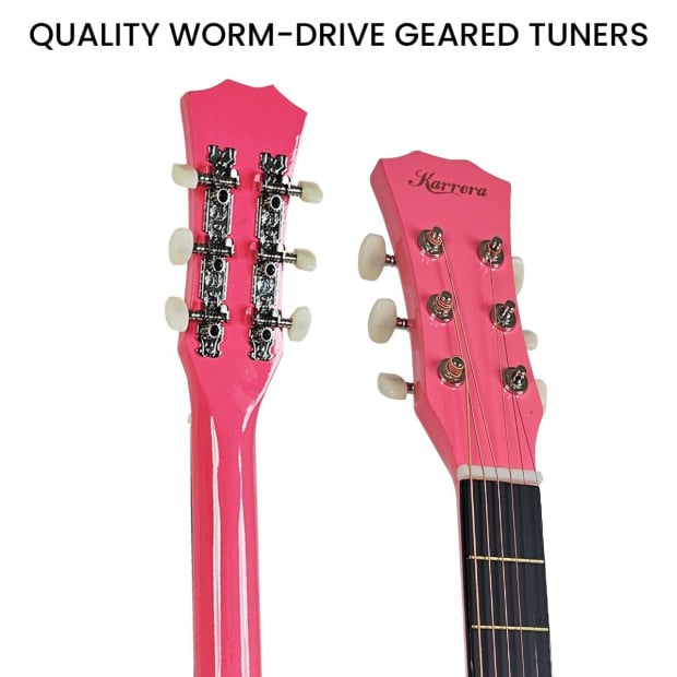 Karrera 38in Cutaway Acoustic Guitar with Carry Bag - Pink Image 8