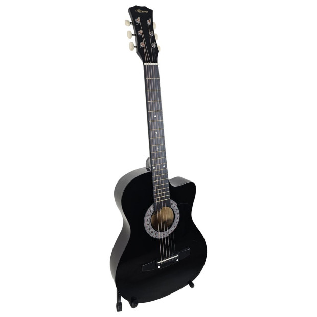 Karrera 38in Pro Cutaway Acoustic Guitar with Carry Bag - Black Image 2