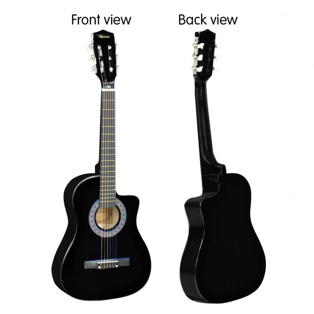 Karrera 38in Pro Cutaway Acoustic Guitar with Carry Bag Black
