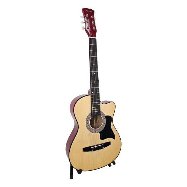 Karrera 38in Pro Cutaway Acoustic Guitar with guitar bag - Natural Image 2