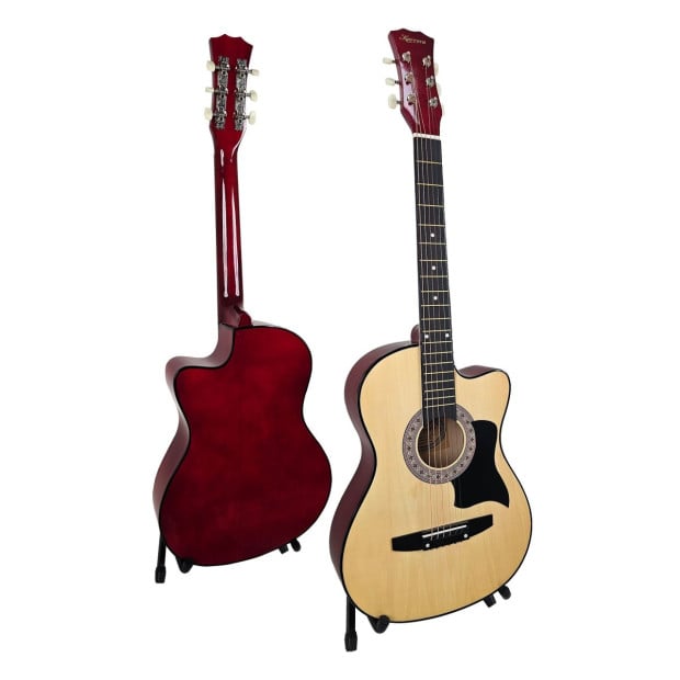 Karrera 38in Pro Cutaway Acoustic Guitar with guitar bag - Natural Image 3