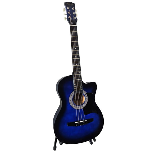 Karrera 38in Pro Cutaway Acoustic Guitar with Bag Strings - Blue Burst Image 2