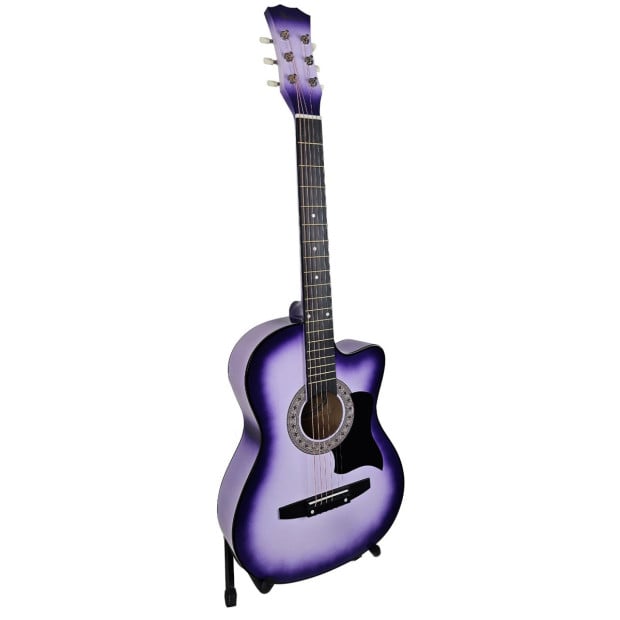 Karrera 38in Pro Cutaway Acoustic Guitar with guitar bag - Purple Burst Image 2