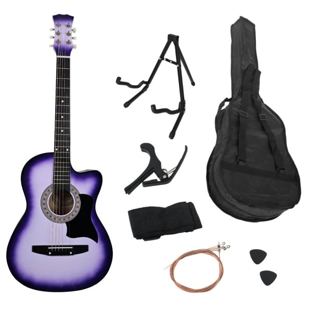 Karrera 38in Pro Cutaway Acoustic Guitar with guitar bag - Purple Burst Image 4