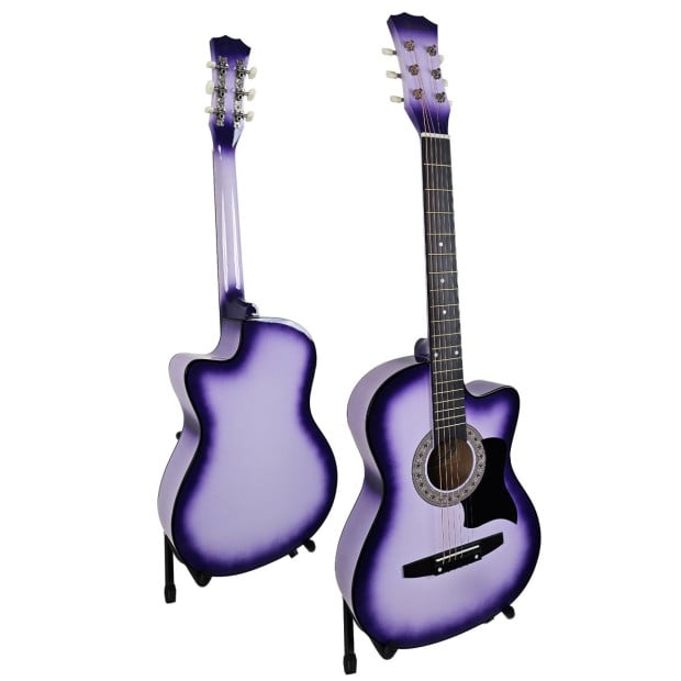 Karrera 38in Pro Cutaway Acoustic Guitar with guitar bag - Purple Burst Image 3