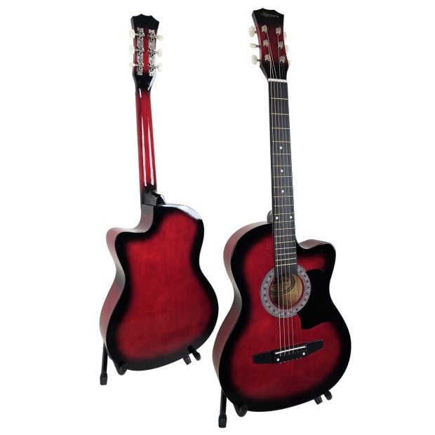 Karrera 38in Pro Cutaway Acoustic Guitar with guitar bag - Red Burst Image 3