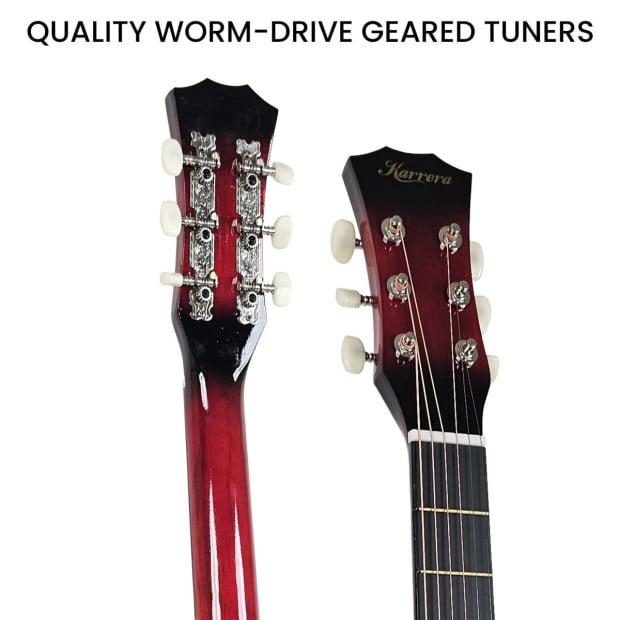 Karrera 38in Pro Cutaway Acoustic Guitar with guitar bag - Red Burst Image 8