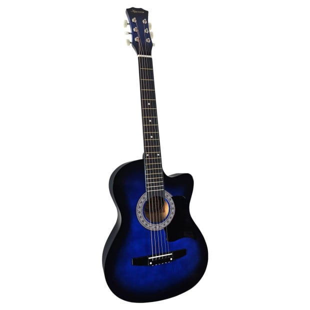 Karrera 38in Cutaway Acoustic Guitar with Carry Bag - Blue Burst Image 3