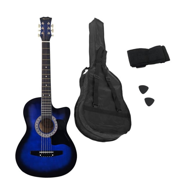 Karrera 38in Cutaway Acoustic Guitar with Carry Bag - Blue Burst Image 4