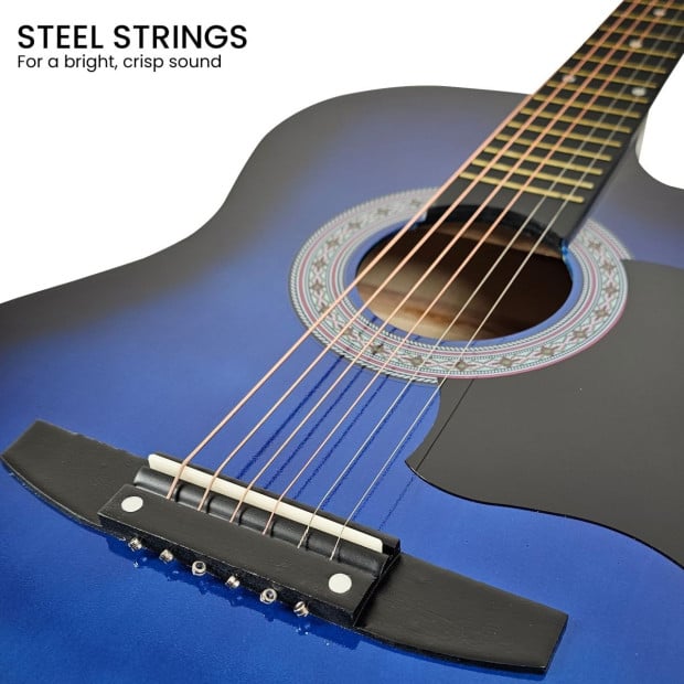 Karrera 38in Cutaway Acoustic Guitar with Carry Bag - Blue Burst Image 8