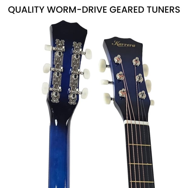 Karrera 38in Cutaway Acoustic Guitar with Carry Bag - Blue Burst Image 9