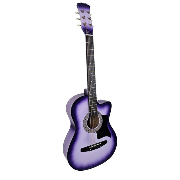 Karrera 38in Cutaway Acoustic Guitar with Carry Bag - Purple Burst Image 2