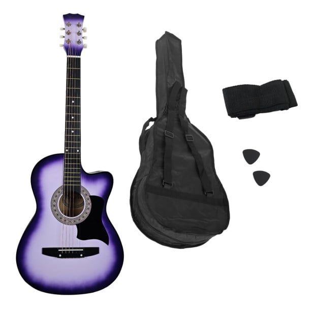 Karrera 38in Cutaway Acoustic Guitar with Carry Bag - Purple Burst Image 4