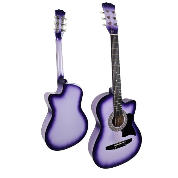 Karrera 38in Cutaway Acoustic Guitar with Carry Bag - Purple Burst Image 3