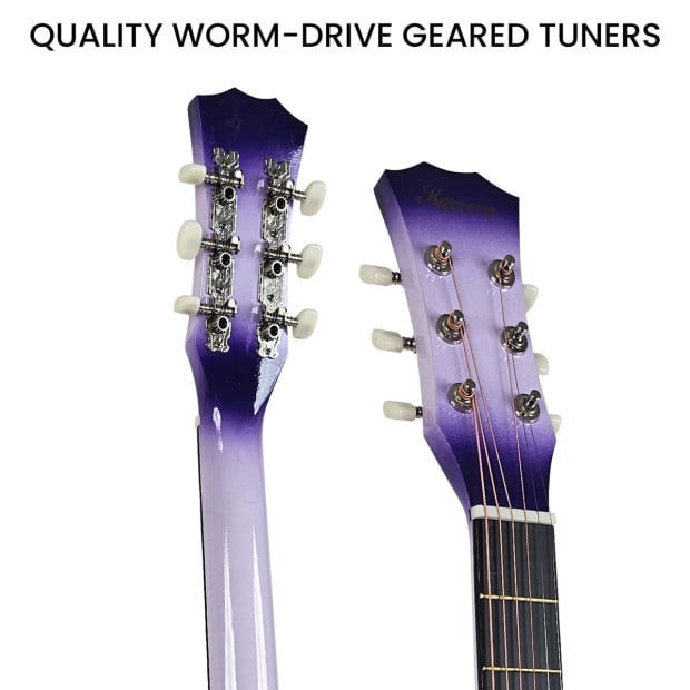 Karrera 38in Cutaway Acoustic Guitar with Carry Bag - Purple Burst Image 8