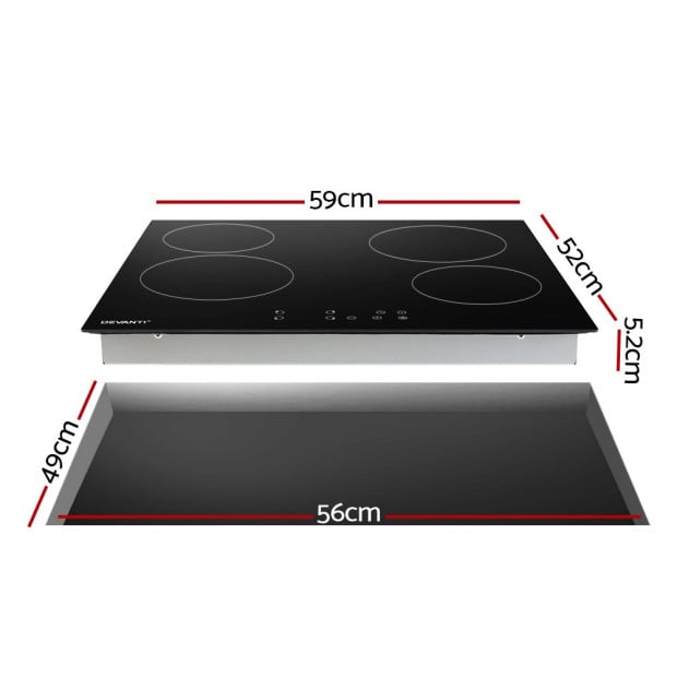 Ceramic Cooktop 60cm Electric Cooker 4 Burner Stove Hob Touch Control Image 2