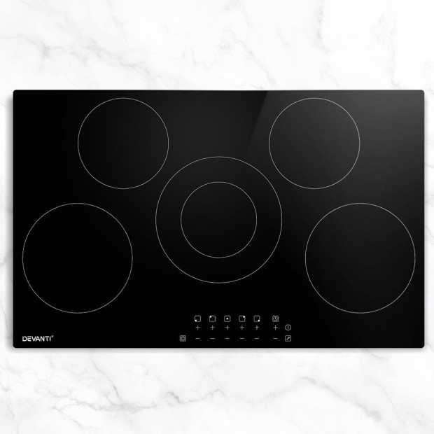 90cm Ceramic Cooktop Electric Cook Top 5 Burner Stove Touch Control Image 7