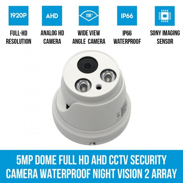 Elinz 5mp Dome Hd Ahd Cctv Security Camera Waterproof Night Vision