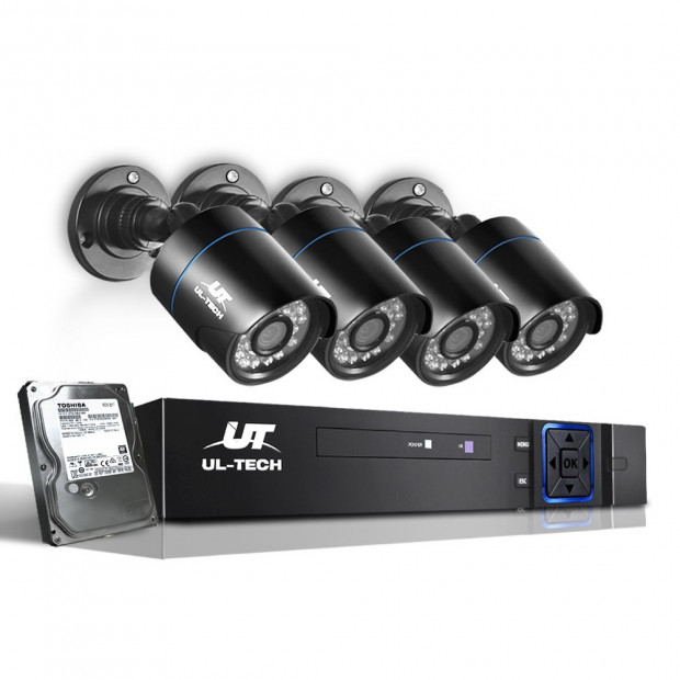 1080P Four Channel HDMI CCTV Security Camera with 1TB Hard Drive, Remote Control and USB Mouse