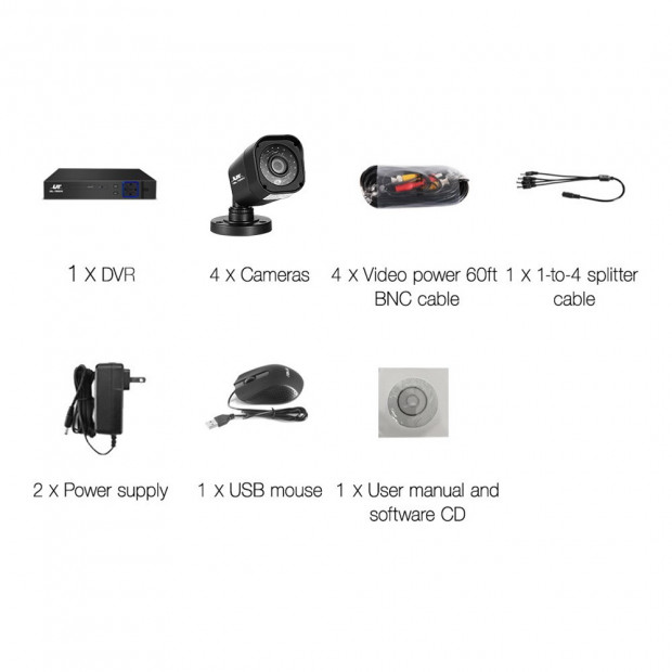 UL-TECH 4CH 5 IN 1 DVR CCTV Security System Video Recorder 4 Cameras Image 4