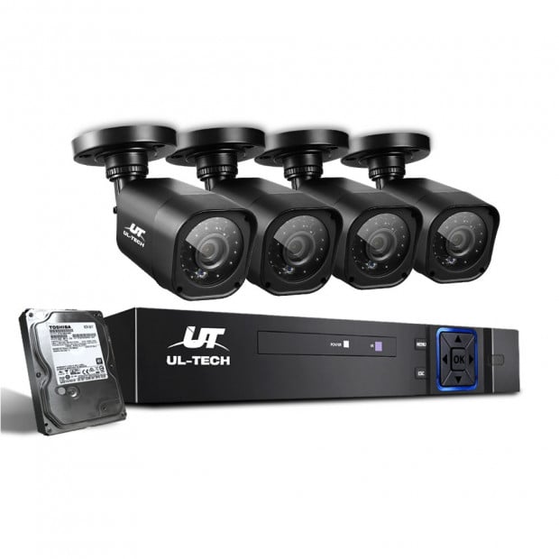 UL-Tech CCTV Security System 2TB 8CH DVR 1080P 4 Camera Sets