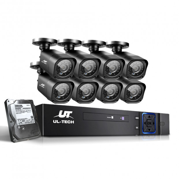 UL-Tech CCTV Security System 2TB 8CH DVR 1080P 8 Camera Sets