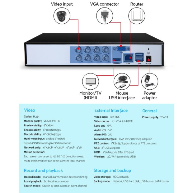 Ul-tech Dvr Recorder Cctv System 8ch 1080p 5in1 Surveillance 4tb Image 6