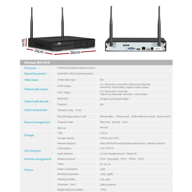 Ul-tech Wireless Cctv Home Security Camera System Wifi 8ch 3mp Nvr 4tb Image 4