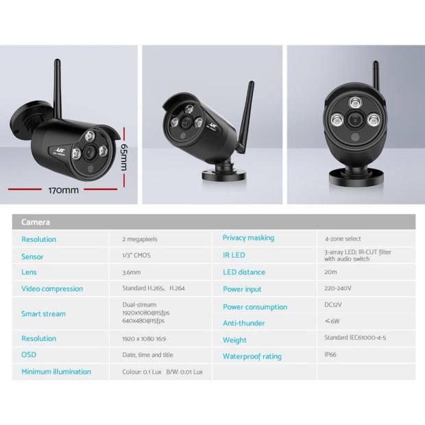 Ul-tech Wireless Cctv Home Security Camera System Wifi 8ch 3mp Nvr 4tb Image 5