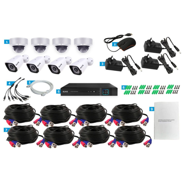 8CH AHD 1080P HD DVR 4x Outdoor Bullet 4x Dome Security Camera No HDD Image 7