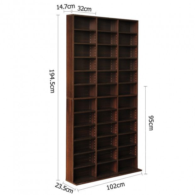 Adjustable CD DVD Book Storage Shelf Brown Image 2