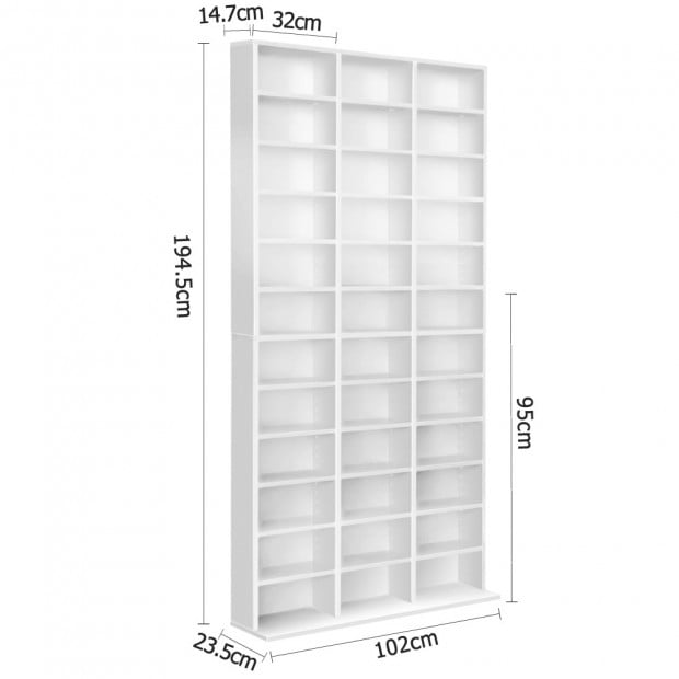 Adjustable CD DVD Book Storage Shelf White Image 2