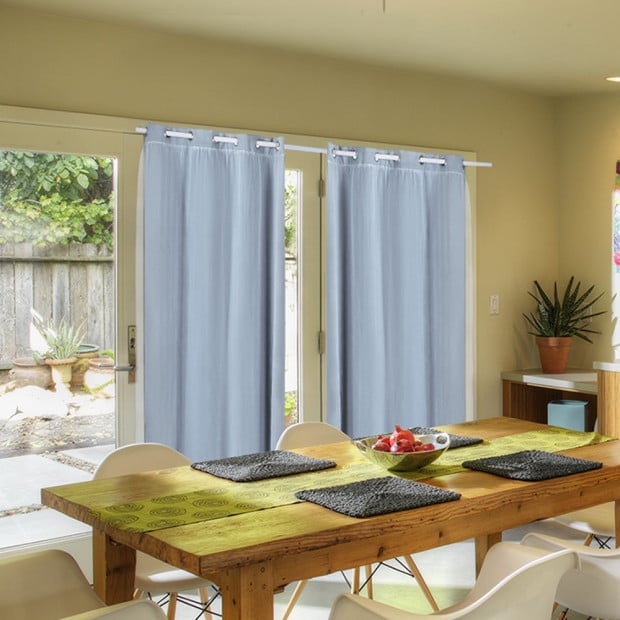 2x Blockout Curtains Panels With Gauze 9 Size Aqua