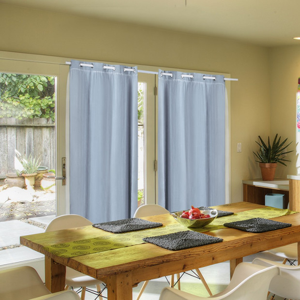 2x Blockout Curtains Panels With Gauze 9 Size Aqua