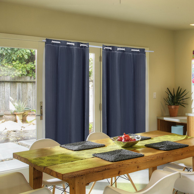 2x Blockout Curtains Panels With Gauze 9 Size Black