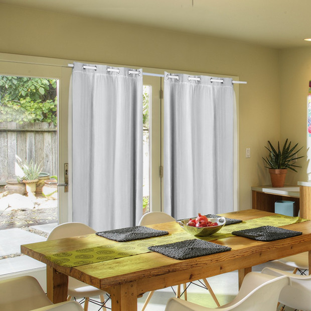 2x Blockout Curtains Panels With Gauze 9 Size Grey