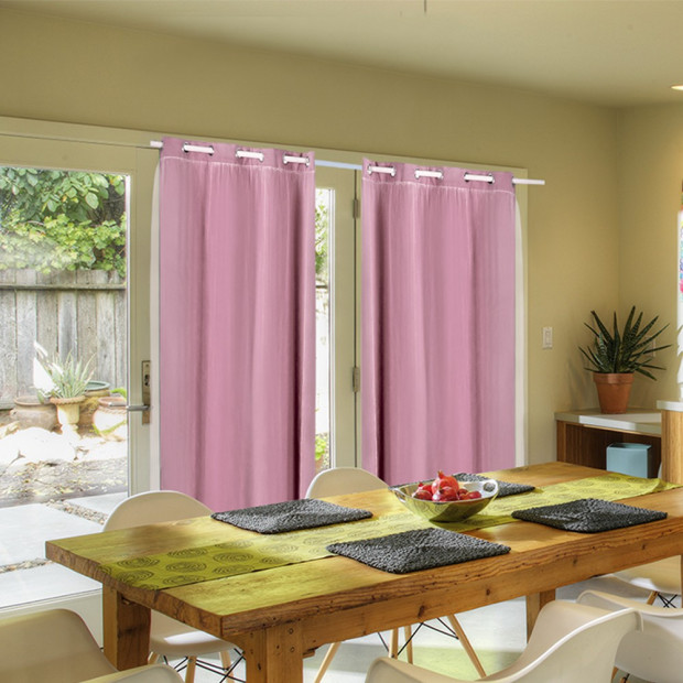 2x Blockout Curtains Panels With Gauze 9 Size Rose Blush