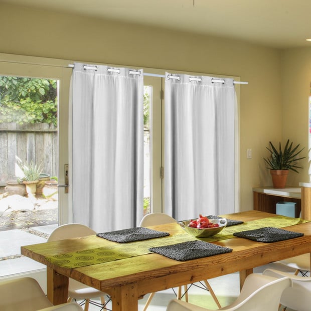 2x Blockout Curtains Panels With Gauze 9 Size Winter White