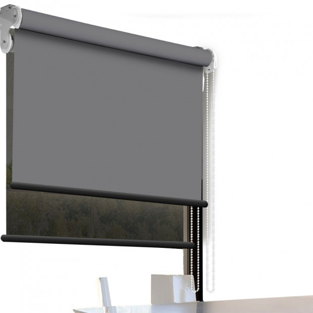 Modern Style Double Roller Blind 210x210 Cm Charcoal And Black Colour