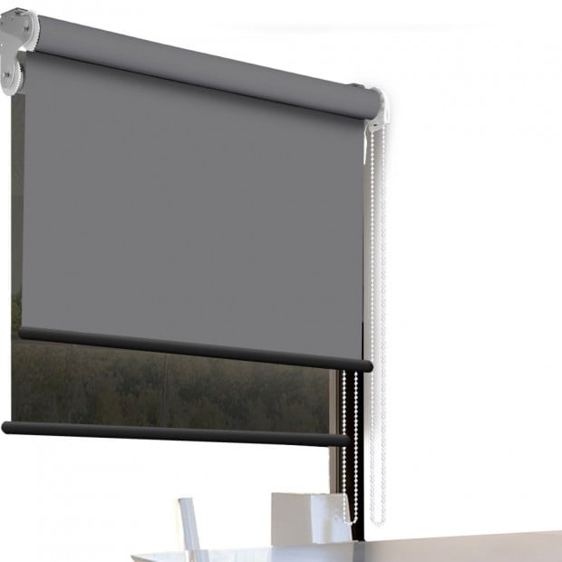 Modern Style Double Roller Blind 90x210 Cm Charcoal And Black Colour