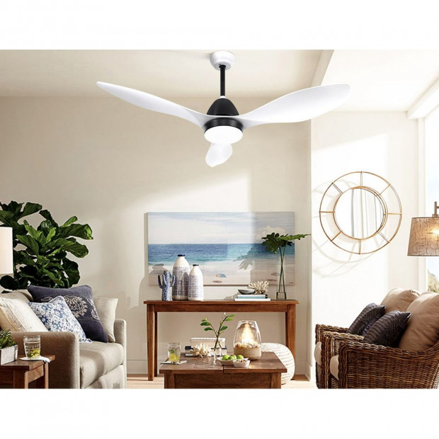 48in DC Motor Ceiling Fan with LED Light with Remote 5 Speeds White