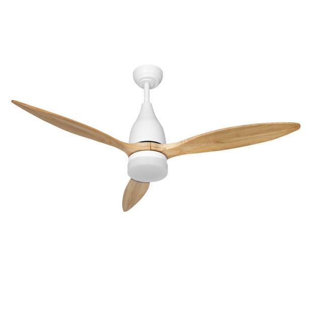 52in Ceiling Fan Led Light Remote Control Wooden Blades Timer