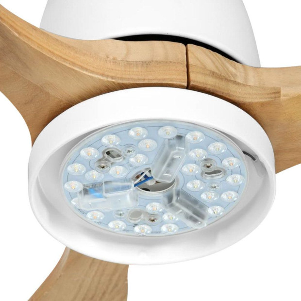 52in Ceiling Fan Led Light Remote Control Wooden Blades Timer Image 4