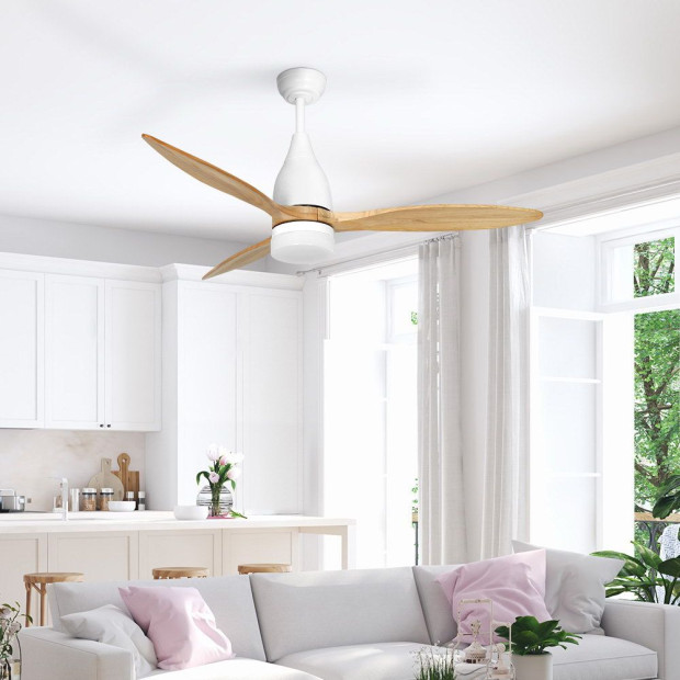 52in Ceiling Fan Led Light Remote Control Wooden Blades Timer Image 8
