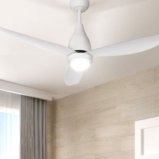 Ceiling Fan DC Motor LED Light Remote Control 52in White Image 5