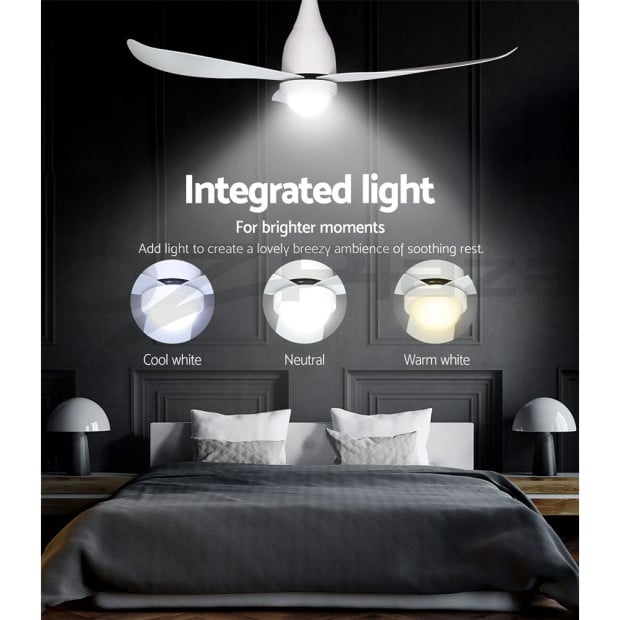 Ceiling Fan DC Motor LED Light Remote Control 52in White Image 7