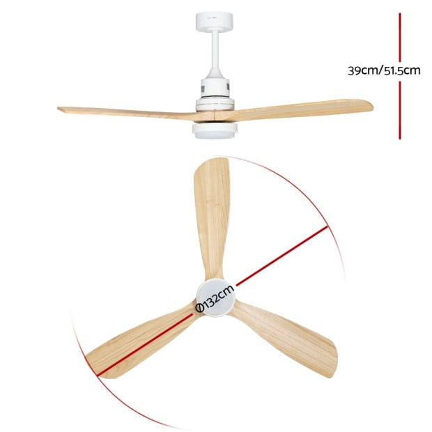 52 Ceiling Fan Led Light Remote Control Wooden Blades Timer Fans Image 2