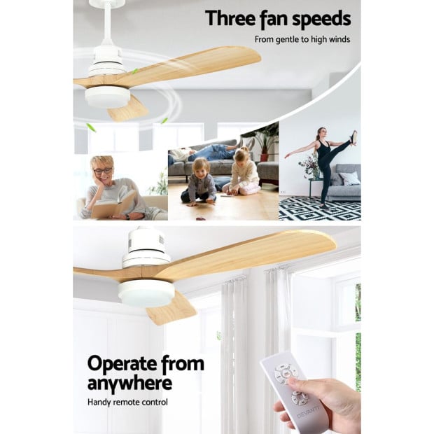 52 Ceiling Fan Led Light Remote Control Wooden Blades Timer Fans Image 6