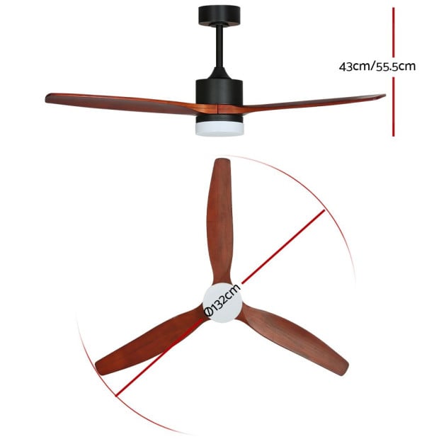 52 Ceiling Fan Led Light Remote Control Wooden Blades Dark Wood Fans Image 2