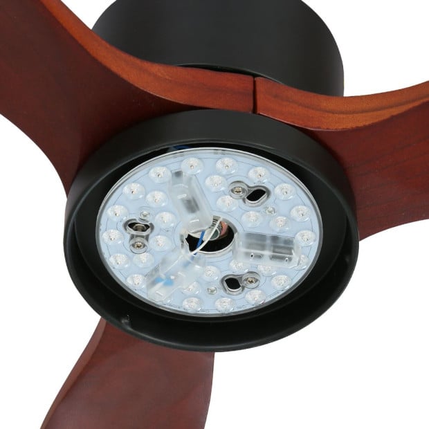 52 Ceiling Fan Led Light Remote Control Wooden Blades Dark Wood Fans Image 4